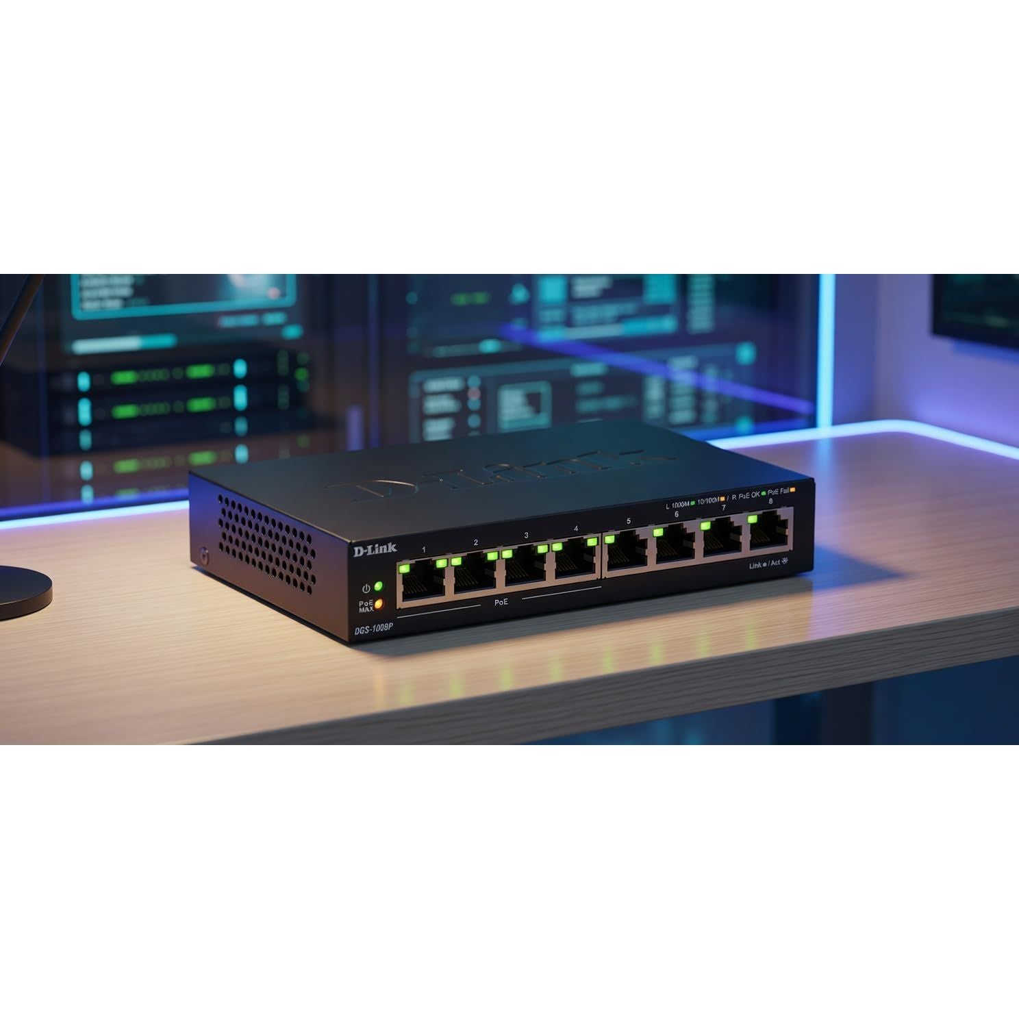 Buy D LINK,D-Link DGS-1008P 8-Port Gigabit Unmanaged PoE+ Network Switch – 4 PoE Ports, 60W Power Budget, Plug & Play, Metal Case - Gadcet UK | UK | London | Scotland | Wales| Near Me | Cheap | Pay In 3 | Power Over Ethernet Switches