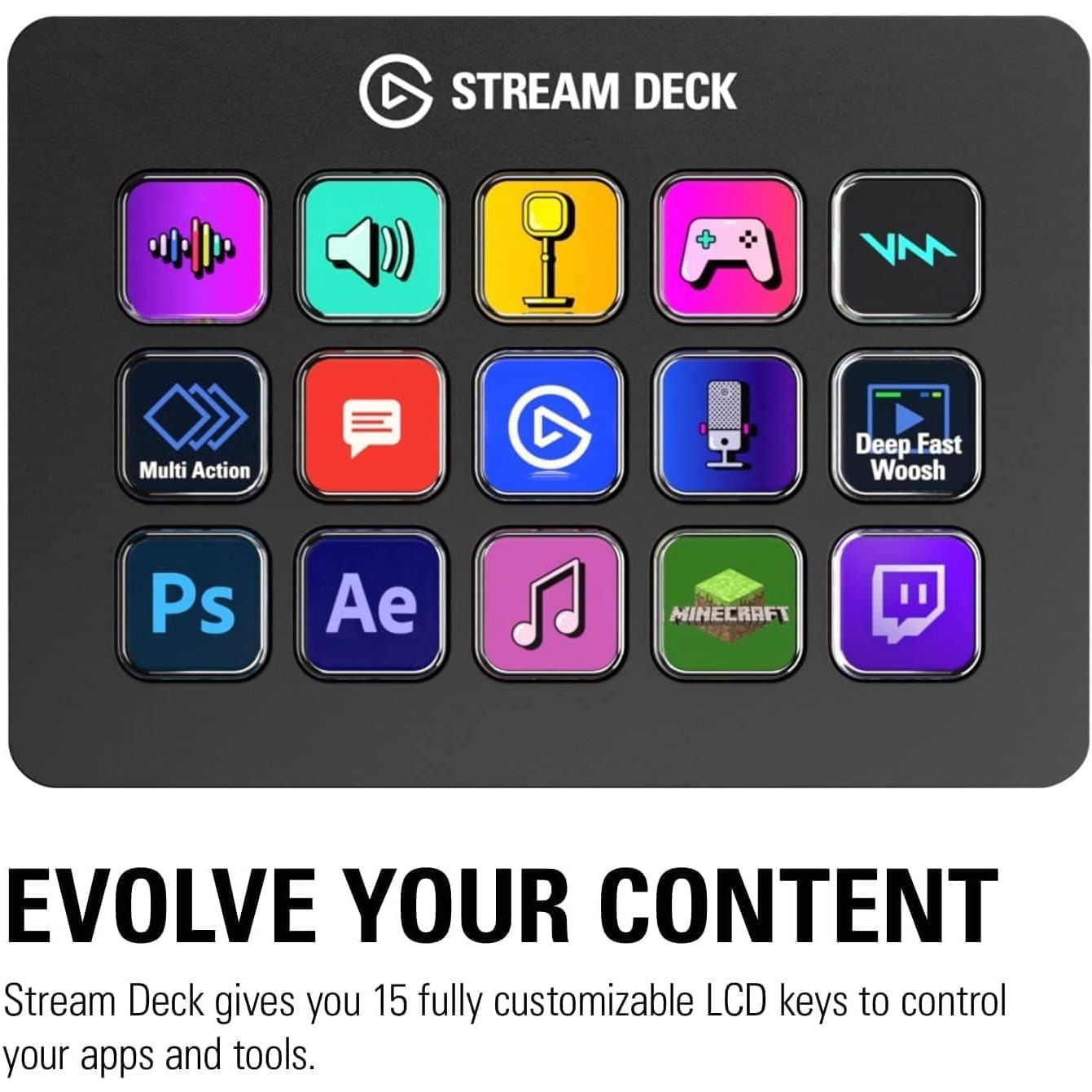 Buy ELGATO,Elgato Stream Deck MK.2 – Studio Controller, 15 macro keys, trigger actions in apps and software like OBS, Twitch, YouTube and more, works with Mac and PC, Black - Gadcet.com | UK | London | Scotland | Wales| Ireland | Near Me | Cheap | Pay In 3 | Media Streaming Devices
