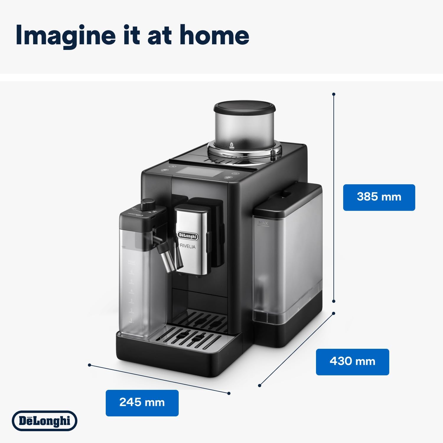 Buy De'Longhi,De'Longhi Rivelia EXAM440.55.B, Fully Automatic Coffee Machine with LatteCrema Hot, Automatic Milk Frother, Compact Size Bean to Cup Coffee Machine, 16 Recipes, Full Touch Coloured Display Black - Gadcet UK | UK | London | Scotland | Wales| Near Me | Cheap | Pay In 3 | Coffee Makers & Espresso Machines