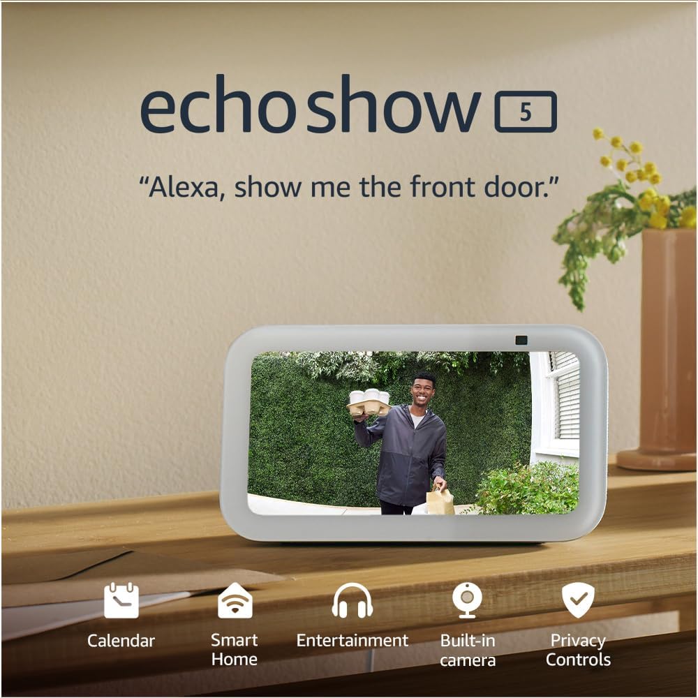 Buy Amazon,Echo Show 5 (Newest Gen) - Smart Display & Alarm Clock with Clearer Sound, Cloud Blue - Gadcet UK | UK | London | Scotland | Wales| Near Me | Cheap | Pay In 3 | Streaming & Home Media Players