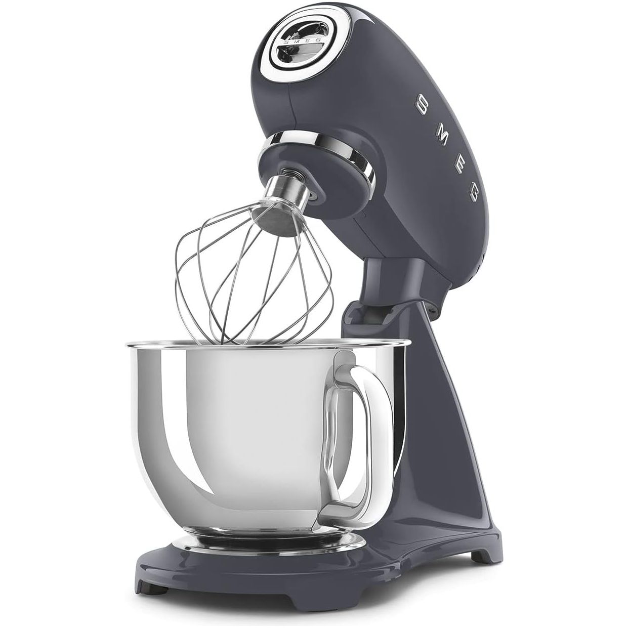 Buy Smeg,Smeg SMF03GRUK Full Colour Stand Mixer, Retro 50's Style with 4.8L Stainless Steel Bowl, Safety Lock, 10 Variable Speeds, 800W, Grey - Gadcet UK | UK | London | Scotland | Wales| Near Me | Cheap | Pay In 3 |