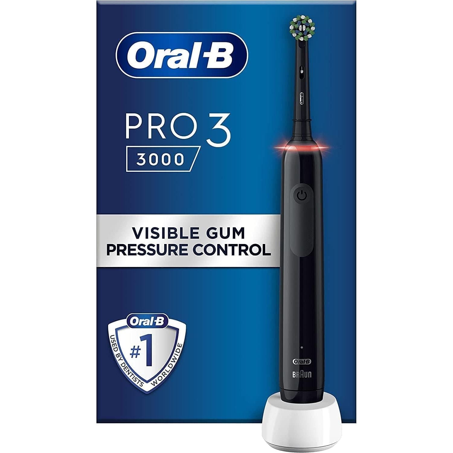 Buy Oral-B,Oral-B Pro 3 Electric Toothbrush with Smart Pressure Sensor, 1 Cross Action Toothbrush Head, 3 Modes with Teeth Whitening, Gifts for Men/Women, 2 Pin UK Plug, 3000, Black - Gadcet.com | UK | London | Scotland | Wales| Ireland | Near Me | Cheap | Pay In 3 | Electronics