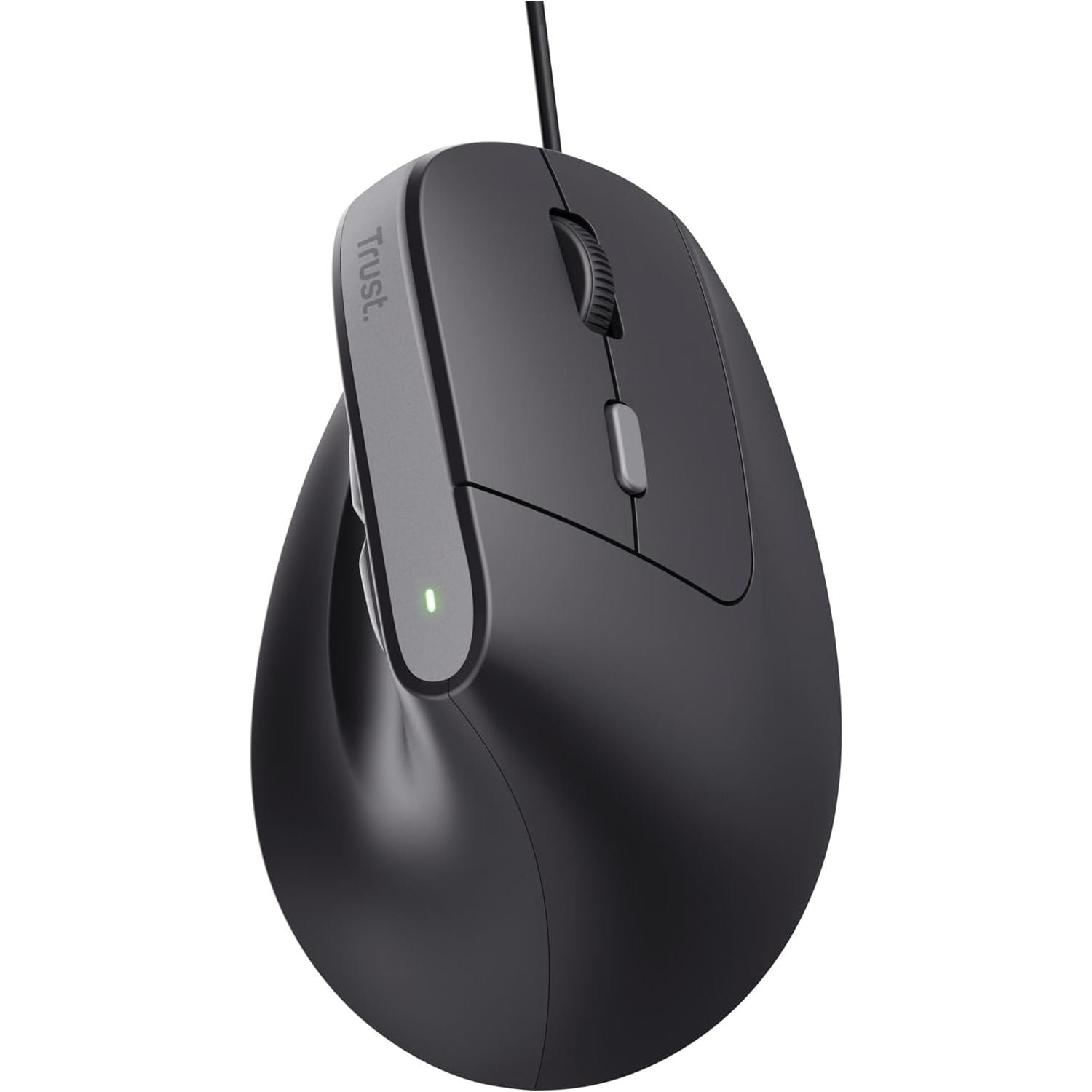 Buy Trust,Trust Yuno Ergonomic Wired Vertical Mouse – Right-Handed, 1.5m USB Cable, 800-2400 DPI, Optical Sensor, 6 Buttons, 60% Recycled Plastic – Black - Gadcet UK | UK | London | Scotland | Wales| Near Me | Cheap | Pay In 3 | Keyboard & Mouse