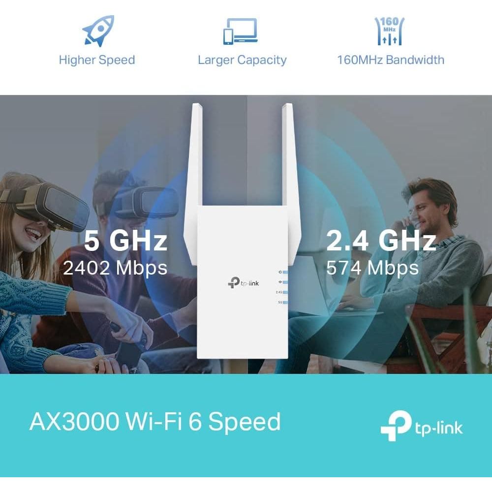Buy TP-Link,TP-Link AX3000 Dual Band Mesh Wi-Fi 6 Range Extender, Broadband/Wi-Fi Extender, Wi-Fi Booster/Hotspot with 1 Gigabit Port, 160 MHz Channels, Built-In Access Point Mode, Easy Setup, UK Plug (RE705X) - Gadcet UK | UK | London | Scotland | Wales| Near Me | Cheap | Pay In 3 | Network Cards & Adapters