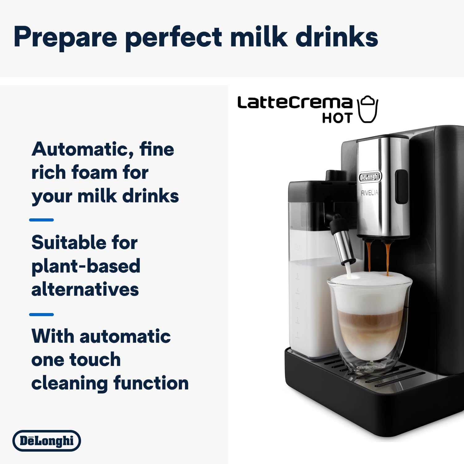 Buy De'Longhi,De'Longhi Rivelia EXAM440.55.B, Fully Automatic Coffee Machine with LatteCrema Hot, Automatic Milk Frother, Compact Size Bean to Cup Coffee Machine, 16 Recipes, Full Touch Coloured Display Black - Gadcet UK | UK | London | Scotland | Wales| Near Me | Cheap | Pay In 3 | Coffee Makers & Espresso Machines