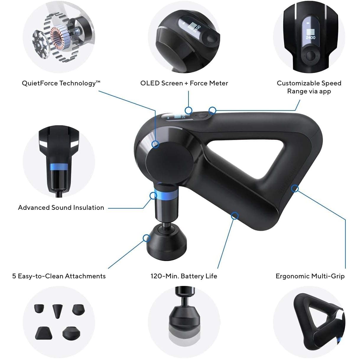 Buy THERAGUN,Theragun Elite - Handheld Electric Massage Gun - Bluetooth Enabled Percussion Therapy Device for Athletes - Powerful Deep Tissue Muscle Massager with QuietForce Technology - 4th Generation - Black - Gadcet | UK | London | Scotland | Wales| Near Me | Cheap | Pay In 3 | Electric Massagers