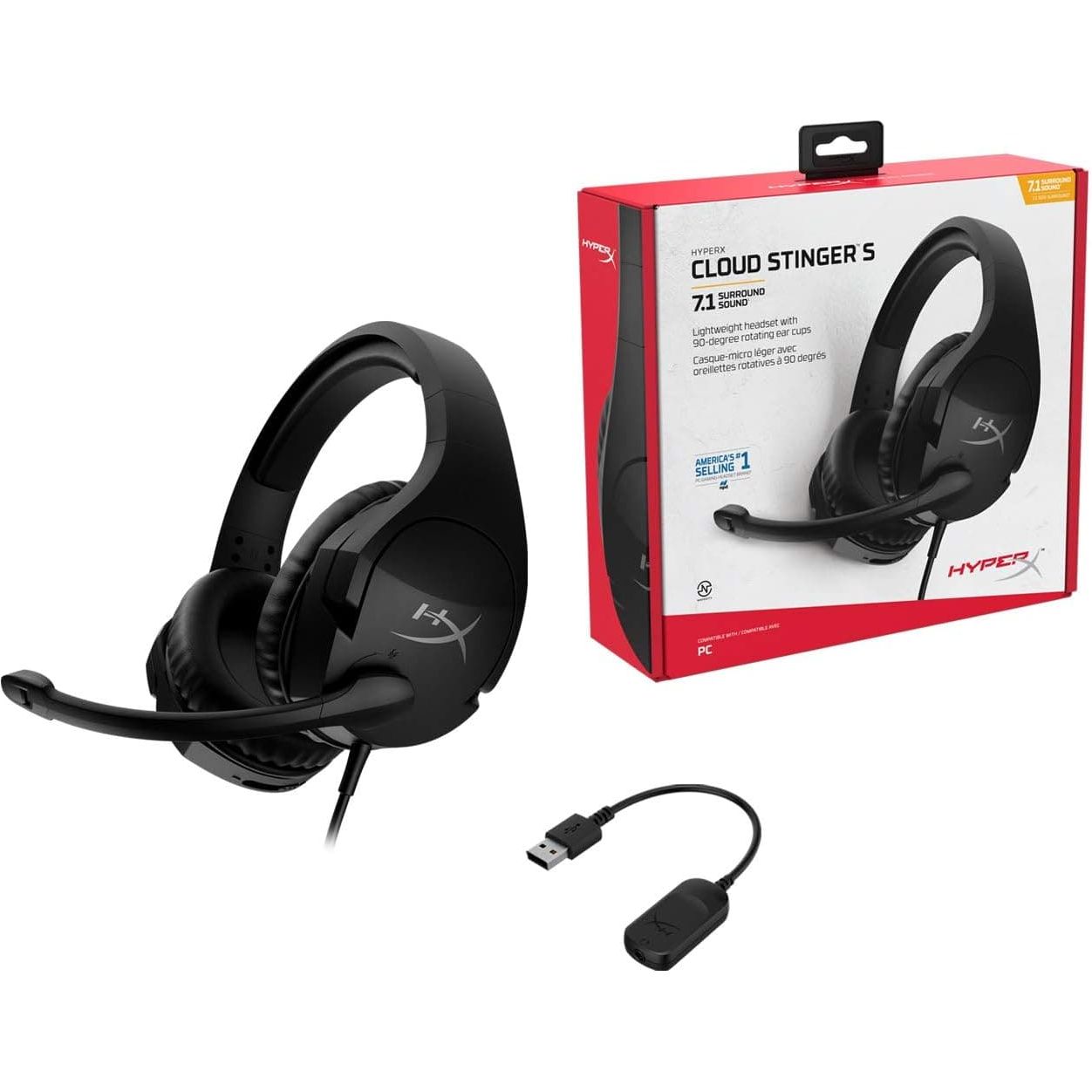 Buy HyperX,HyperX Cloud Stinger S 7.1 PC Gaming Headset - Black - Gadcet UK | UK | London | Scotland | Wales| Ireland | Near Me | Cheap | Pay In 3 | Headphones & Headsets