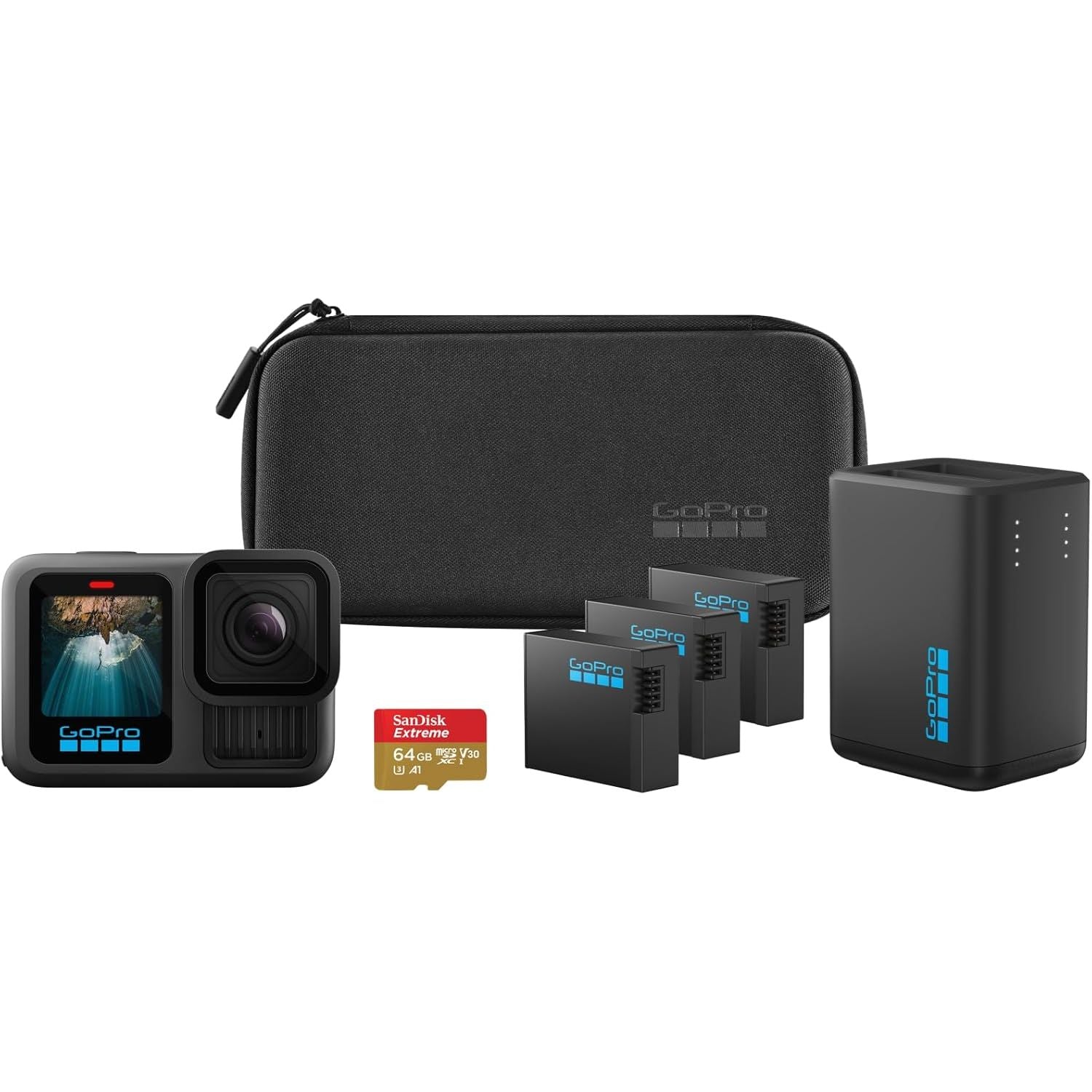 Buy GoPro,GoPro HERO13 Black Extended Power Bundle – Includes Dual Battery Charger, 3 Enduro Batteries, 64GB microSD Card, Curved Adhesive Mount, and Camera Case - Gadcet UK | UK | London | Scotland | Wales| Near Me | Cheap | Pay In 3 | Action Digital Cameras