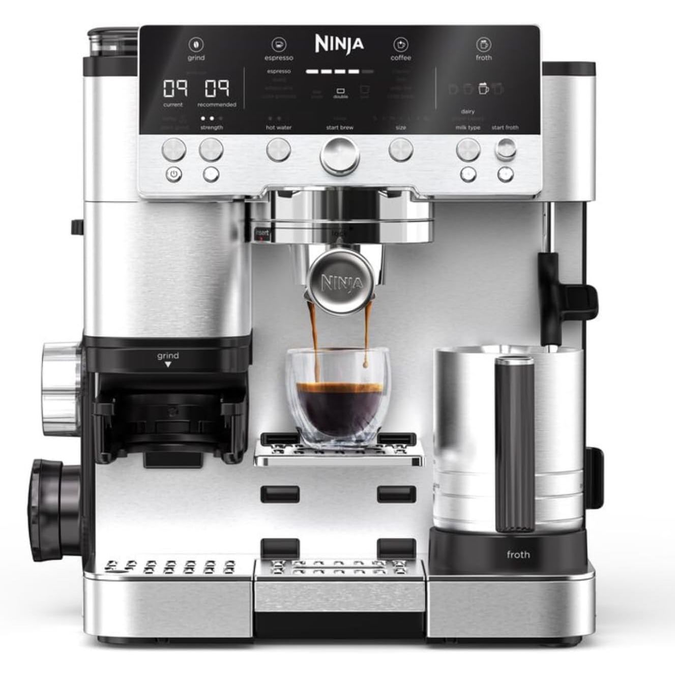 Buy NINJA,Ninja Luxe Premier 3-in-1 Coffee Machine – Espresso, Latte, Cappuccino & Cold Brew Maker with Grinder & Milk Frother (Silver, ES601UK) - Gadcet UK | UK | London | Scotland | Wales| Near Me | Cheap | Pay In 3 | Coffee Machine