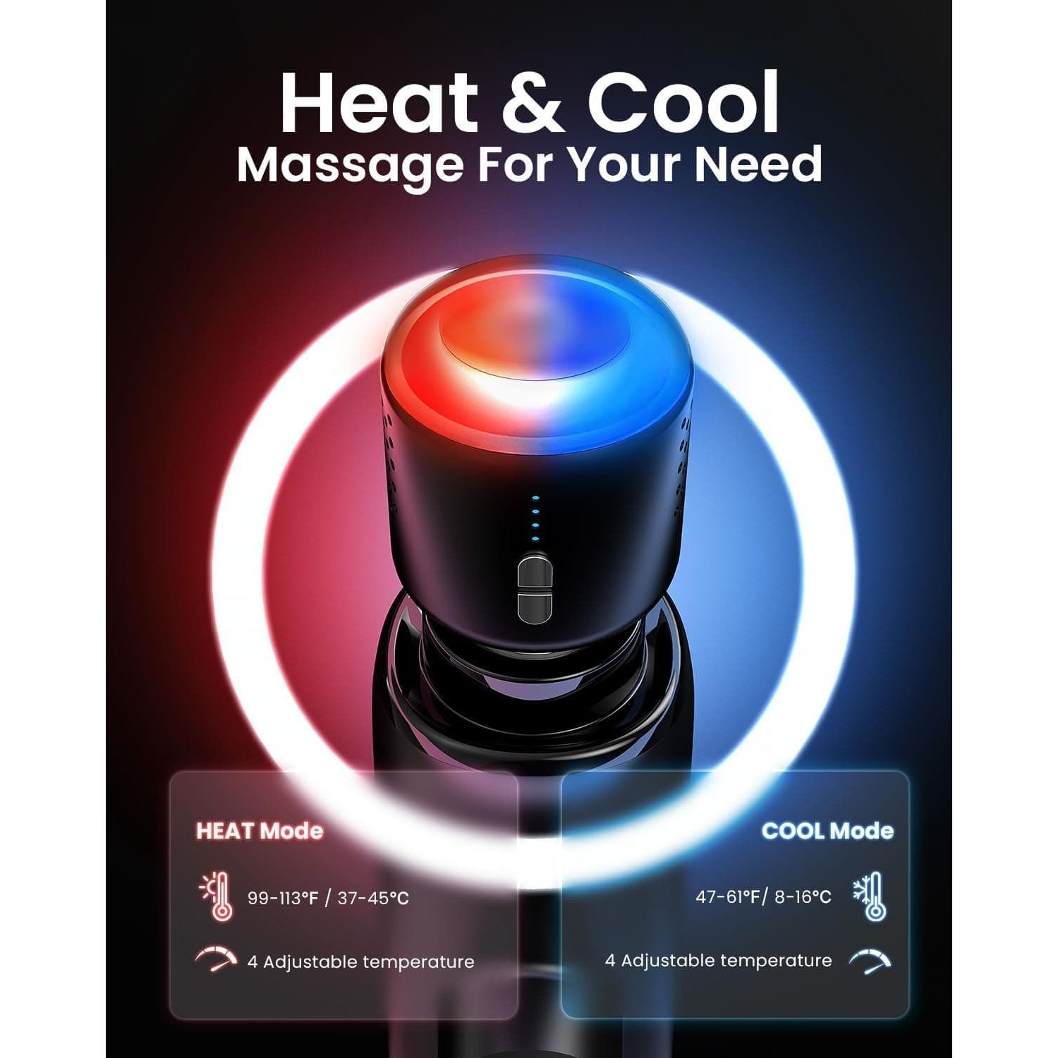 Buy RENPHO,Massage Gun Heat and Cold, RENPHO Massage Gun with Heat Cool Massage Head, Muscle Massage Gun Massager with Portable Case, for Home Office Workout Full Body Muscle Massage Relax, Black - Gadcet UK | UK | London | Scotland | Wales| Near Me | Cheap | Pay In 3 | Massage Gun