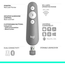 Buy Logitech,Logitech R500s Laser Class 1 Presenter Bluetooth and USB / Presentation Clicker - Universal Compatibility, 20m range, Customisable, Smart Battery 12 months usage - Light Grey - Gadcet UK | UK | London | Scotland | Wales| Near Me | Cheap | Pay In 3 | Laserjet Printer