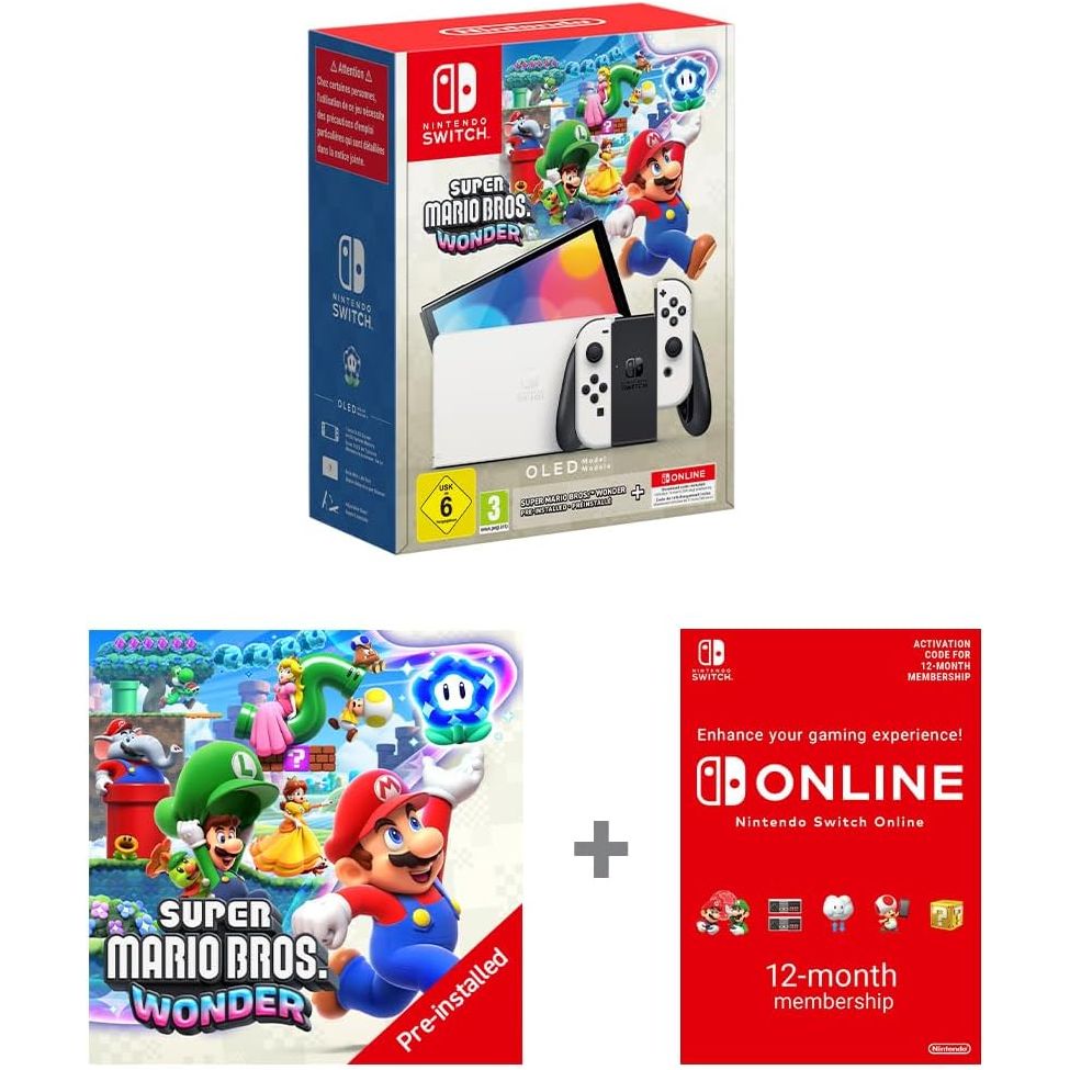 Buy Nintendo,Nintendo Switch OLED Model (White) with Super Mario Bros. Wonder Pre-Installed + 12-Month Switch Online Subscription Code - Gadcet UK | UK | London | Scotland | Wales| Near Me | Cheap | Pay In 3 | Video Game Consoles