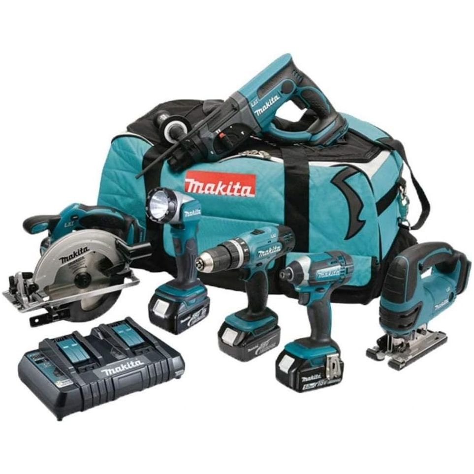 Buy Makita,Makita DLX6068PT 18V Li-ion LXT 6 Piece Combo Kit complete with 3 x 5.0 Ah Li-ion Batteries and Charger supplied in a Heavy Duty Tool Carry Bag - Gadcet UK | UK | London | Scotland | Wales| Near Me | Cheap | Pay In 3 | Power Tool Combo Sets