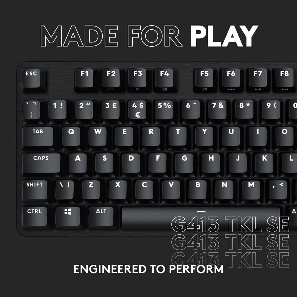 Buy Logitech,Logitech G413 TKL SE Mechanical Gaming Keyboard - Tactile Switches, Backlit, Anti-Ghosting, Windows/macOS Compatible, QWERTY UK Layout, Black - Gadcet UK | UK | London | Scotland | Wales| Ireland | Near Me | Cheap | Pay In 3 | Keyboards