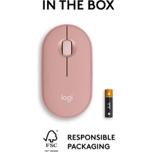 Logitech Pebble Mouse 2 M350s Slim Bluetooth Wireless Mouse, Quiet Clicks, Multi-Device, Custom Button Rose