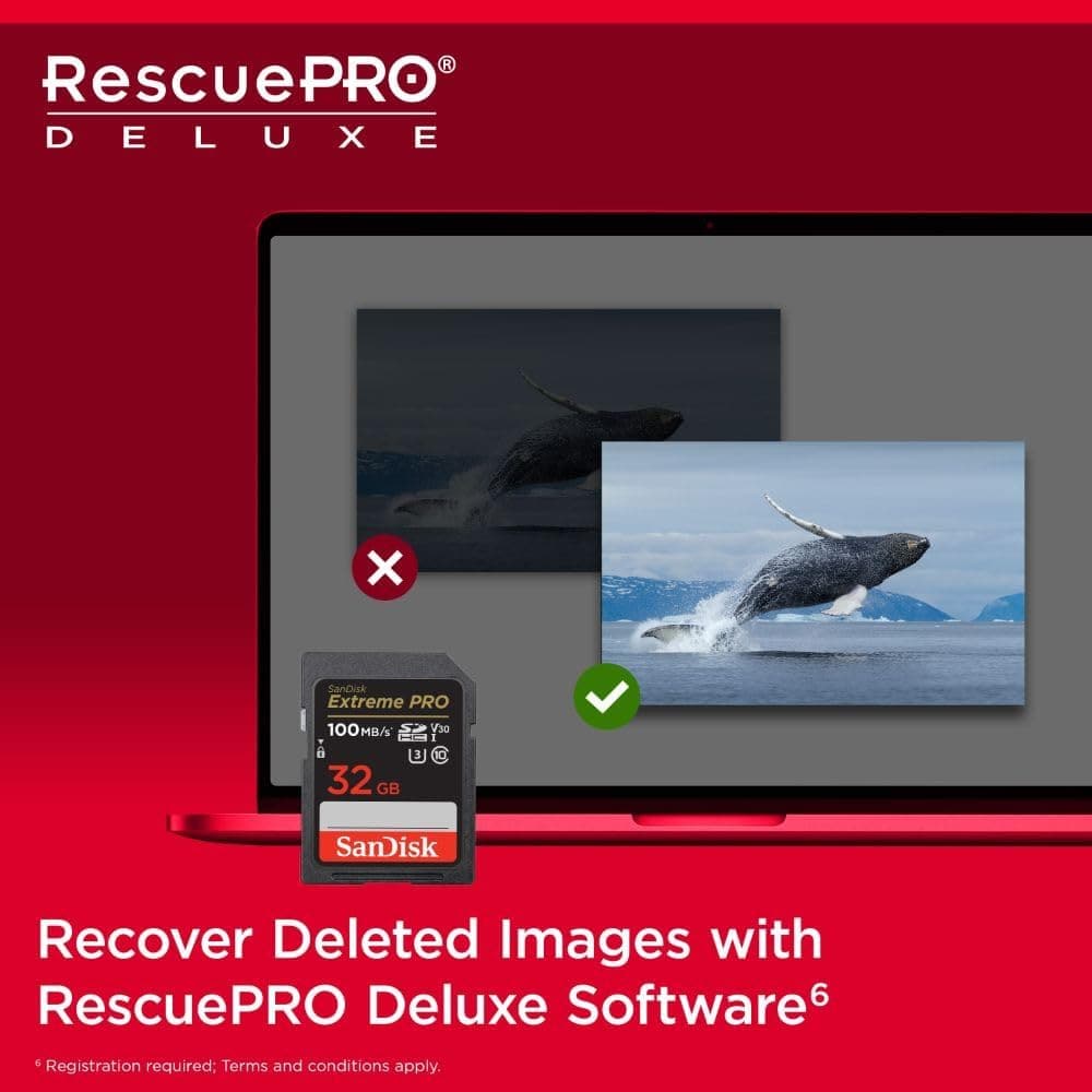 Buy Sandisk,SanDisk 32GB Extreme PRO RescuePRO Deluxe SDHC+ card, up to 100MB/s, UHS-I, Class 10, U3, V30 - Gadcet UK | UK | London | Scotland | Wales| Near Me | Cheap | Pay In 3 | Flash Memory Cards