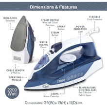 Buy Quest Steam,Quest Steam Iron 2200W – 40s Rapid Heat-Up, Variable Temperature, Self-Clean, Non-Stick Soleplate, Lightweight, Blue - Gadcet UK | UK | London | Scotland | Wales| Near Me | Cheap | Pay In 3 | Irons