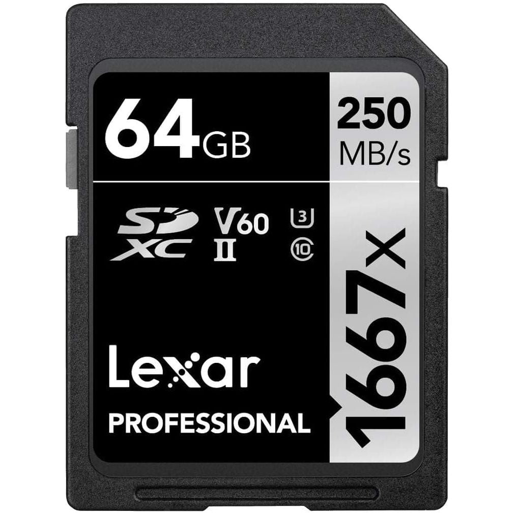 Buy Lexar,Lexar Professional 1667x SD Card 64GB, SDXC UHS-II Memory Card, Up to 250MB/s Read, 120MB/s Write, Class 10, U3, V60, SD for Professional Photographer, Videographer, Enthusiast (LSD64GCB1667) - Gadcet UK | UK | London | Scotland | Wales| Ireland | Near Me | Cheap | Pay In 3 | Memory Card