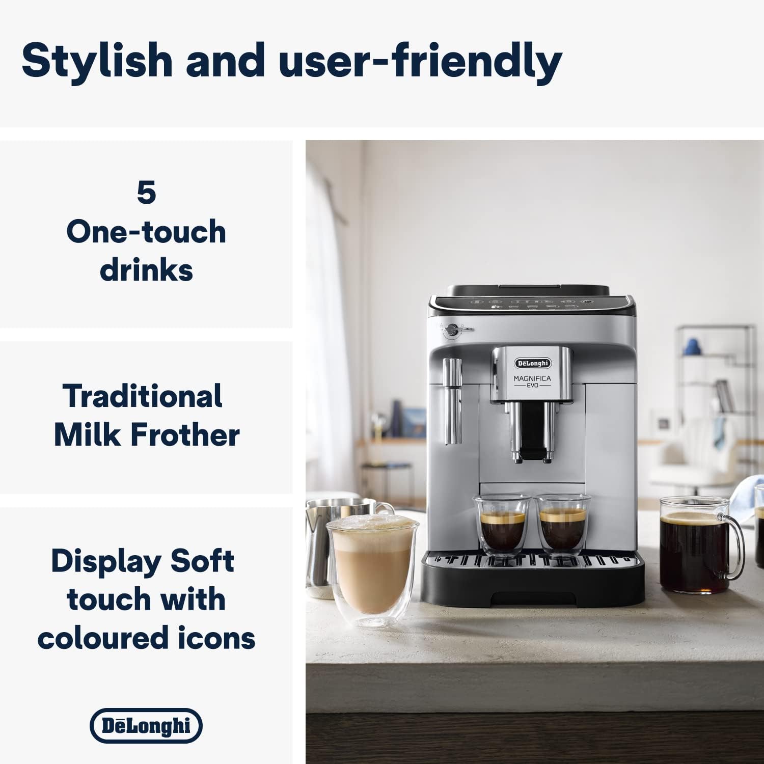 Buy De'Longhi,De'Longhi Magnifica Evo ECAM292.33.SB Bean-to-Cup Coffee and Cappuccino Maker – Silver - Gadcet UK | UK | London | Scotland | Wales| Near Me | Cheap | Pay In 3 | Coffee Makers & Espresso Machines