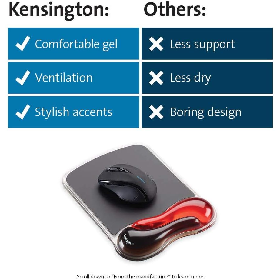 Buy Kensington,Kensington Ergonomic Duo Gel Mouse Mat with Wrist Support – Red/Black (62402), Compatible with Laser & Optical Mice for PC, Laptop, Office, Gaming - Gadcet UK | UK | London | Scotland | Wales| Near Me | Cheap | Pay In 3 | Mouse Pads