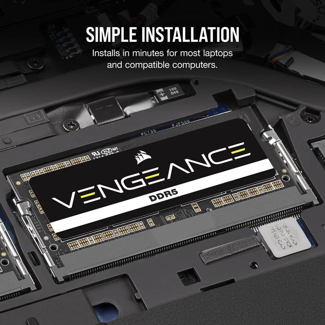 Buy CORSAIR,CORSAIR VENGEANCE SODIMM DDR5 RAM 16GB (1x16GB) 4800MHz CL40 Intel XMP iCUE Compatible Computer Memory - Black (CMSX16GX5M1A4800C40) - Gadcet UK | UK | London | Scotland | Wales| Ireland | Near Me | Cheap | Pay In 3 | Computer Components
