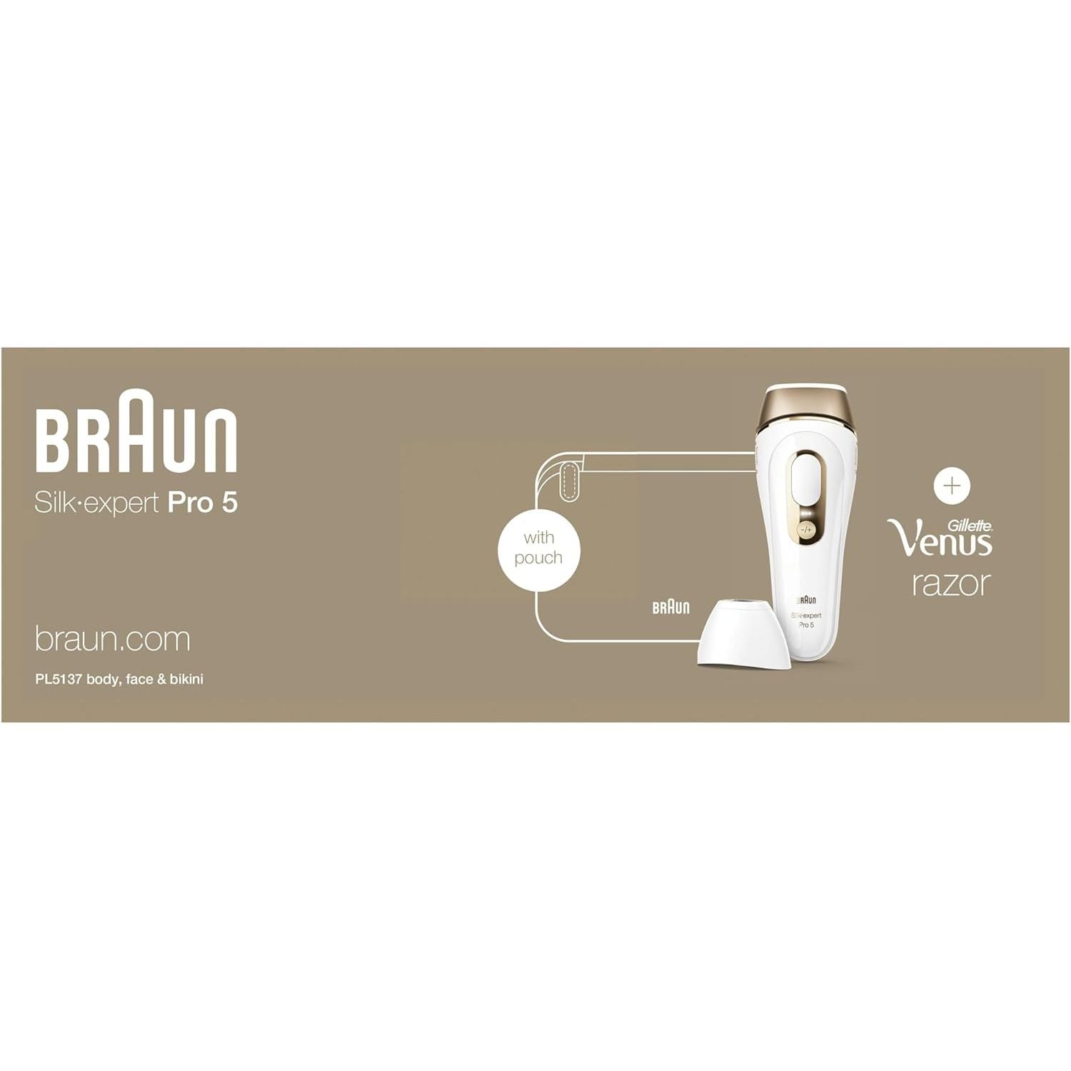 Buy Braun,Braun IPL Silk Expert Pro 5 Hair Removal - Permanent Hair Removal for Women & Men, 400,000 Flashes, Venus Razor, Premium Pouch, PL5137, White/Gold - Gadcet UK | UK | London | Scotland | Wales| Near Me | Cheap | Pay In 3 | Hair Removal