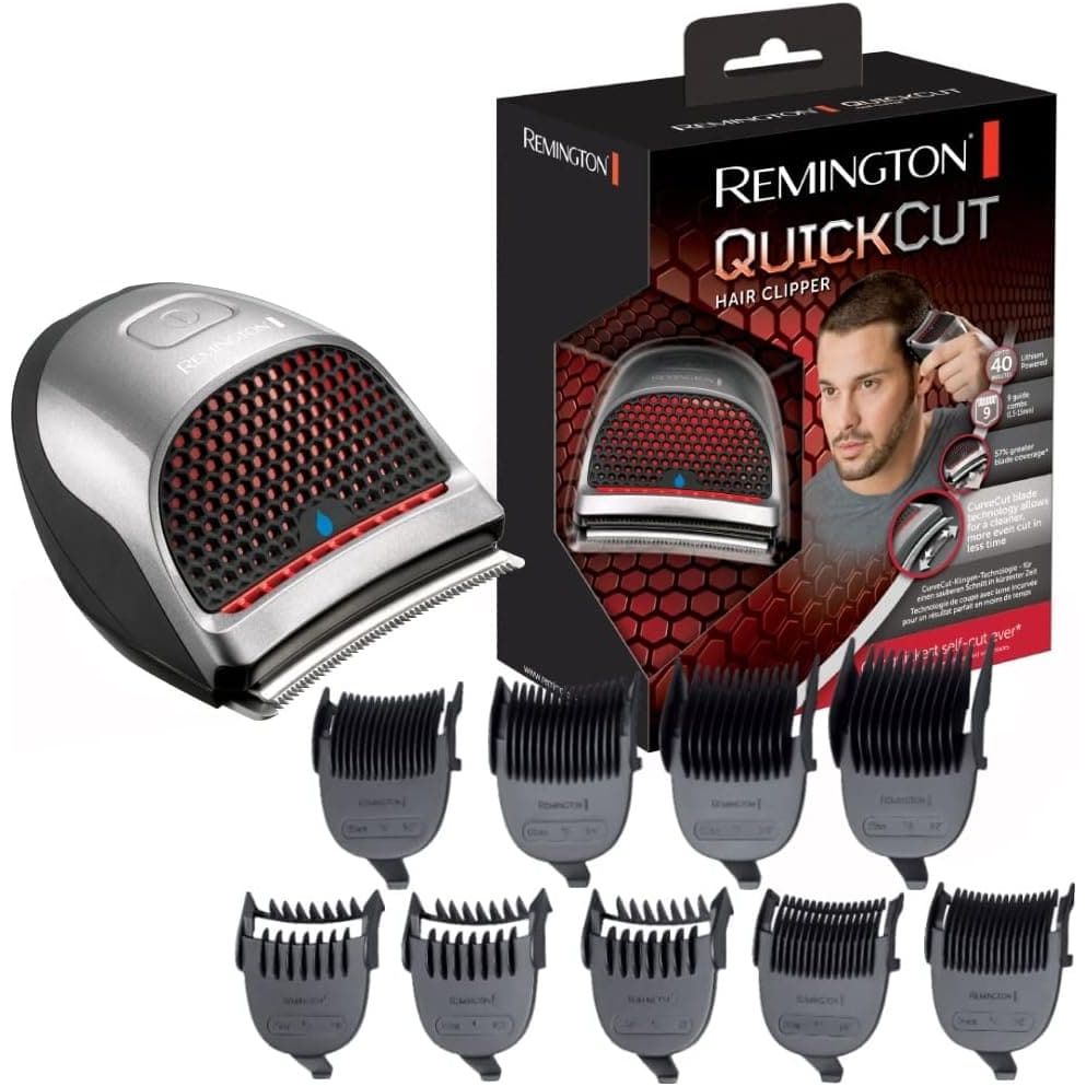 Buy Remington,Remington QuickCut Hair Clippers with Curve Cut Blade Technology for a cleaner, more even cut, 9 Guide combs (1.5-15mm), Grading, Tapering & Trimming, Up to 40min usage, Waterproof, Cordless, HC4250 - Gadcet UK | UK | London | Scotland | Wales| Near Me | Cheap | Pay In 3 | Hair Clippers & Trimmers