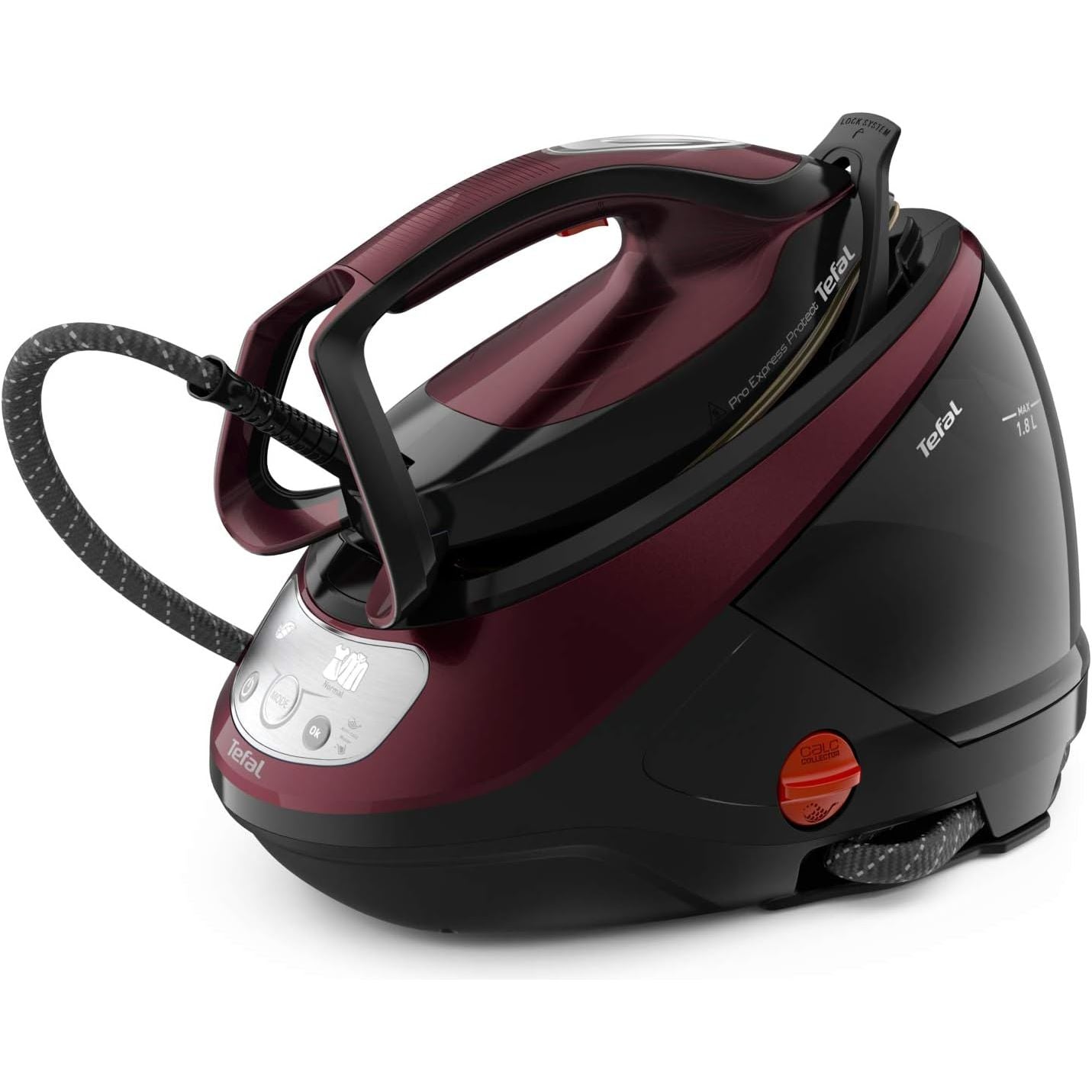 Buy TEFAL,Tefal Pro Express Protect Steam Generator Iron – 1.8L, 7.5 Bar, 140g/min Continuous Steam, 560g/min Boost, 2600W, Removable Scale Collector – Burgundy & Black (GV9230) - Gadcet UK | UK | London | Scotland | Wales| Near Me | Cheap | Pay In 3 | Irons