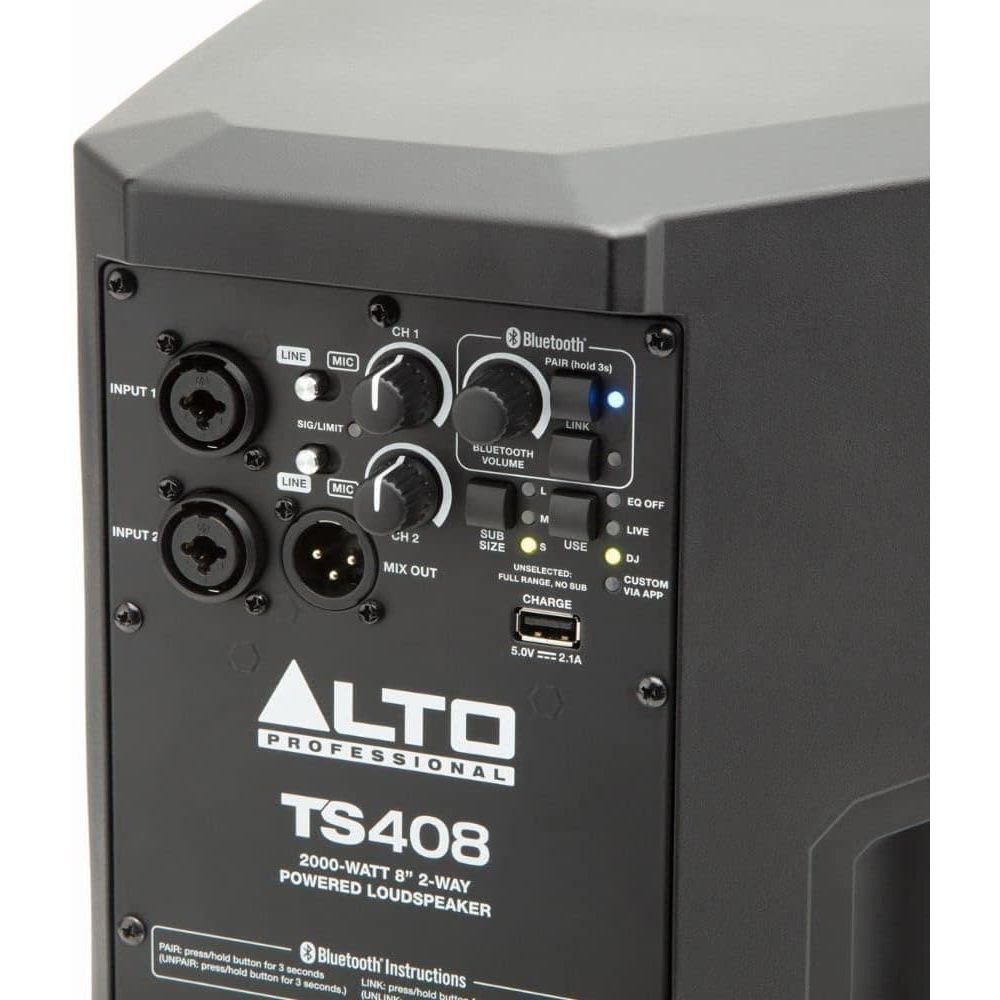 Buy ALTO,Alto Professional TS408 - 2000W 8" Active PA Speaker with 3 Channel Mixer, Bluetooth Streaming, Wireless Loudspeaker linking, DSP and Alto App - BLACK - Gadcet UK | UK | London | Scotland | Wales| Near Me | Cheap | Pay In 3 | Speakers