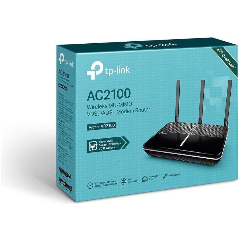 TP-Link AC2100 Wireless MU-MIMO VDSL/ADSL Modem Router, Dual-Band, Wi-Fi Speed Up To 2.1 Gbps, OneMeshTM, Versatile Connectivity, 4 x Gigabit Ports +1x 3.0 USB Port, Easy setup (Archer VR2100) - 4
