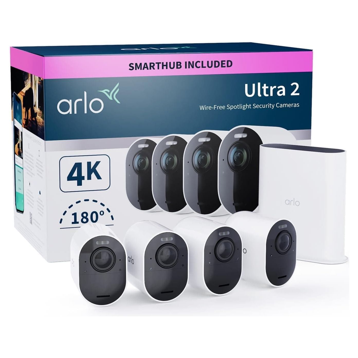 Buy Arlo,Arlo Ultra 2 Wireless Smart Security System with Four 4K HDR Indoor or Outdoor Cameras 4 Camera Kit - White - Gadcet UK | UK | London | Scotland | Wales| Ireland | Near Me | Cheap | Pay In 3 | Surveillance Cameras