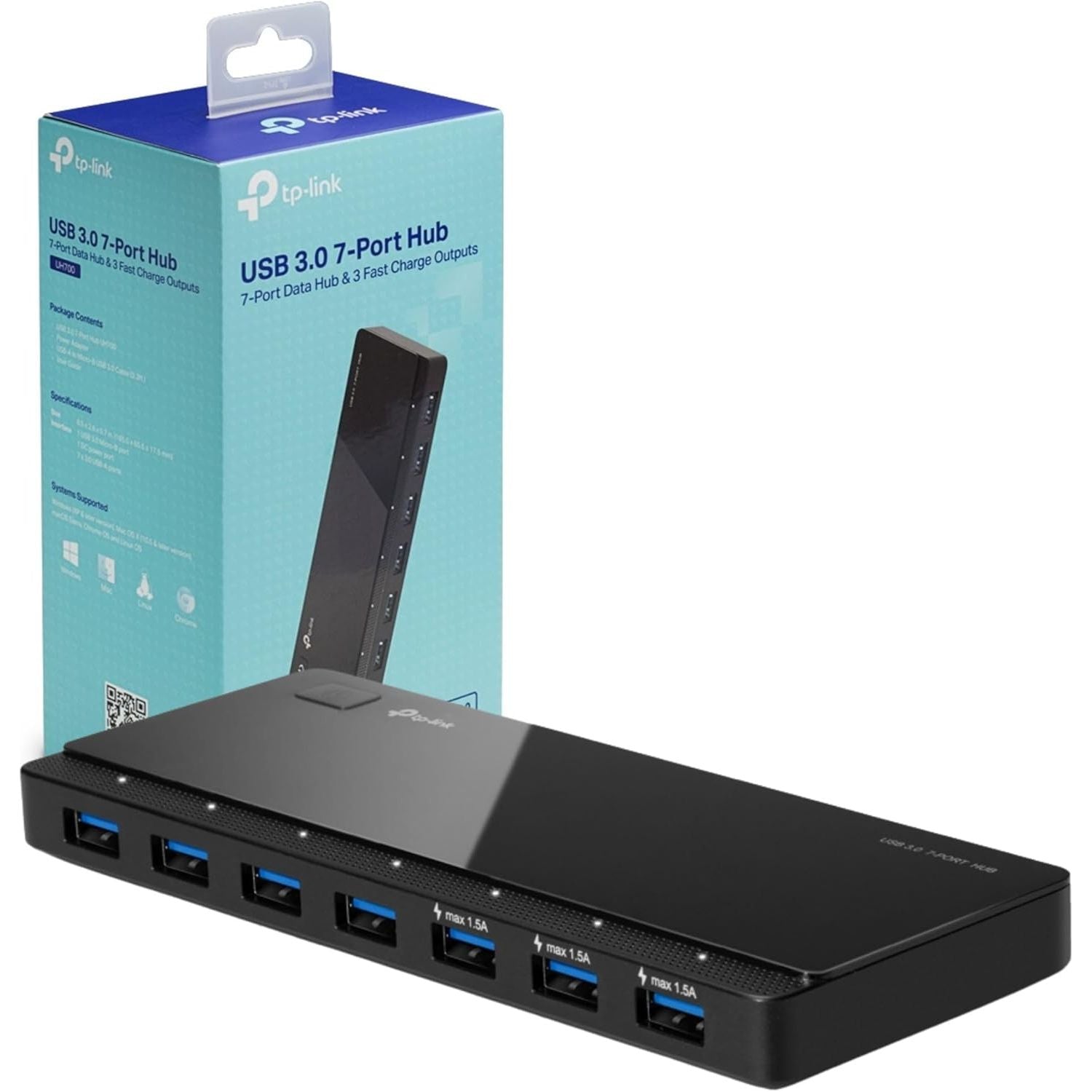 Buy TP-Link,TP-Link UH700 USB 3.0 Hub – 7-Port Docking Station with 5Gbps Transfer Speed, 1.5A Fast Charging, Power Adapter & 1m Cable – Windows, macOS & Linux Compatible - Gadcet UK | UK | London | Scotland | Wales| Near Me | Cheap | Pay In 3 | Network Cards & Adapters
