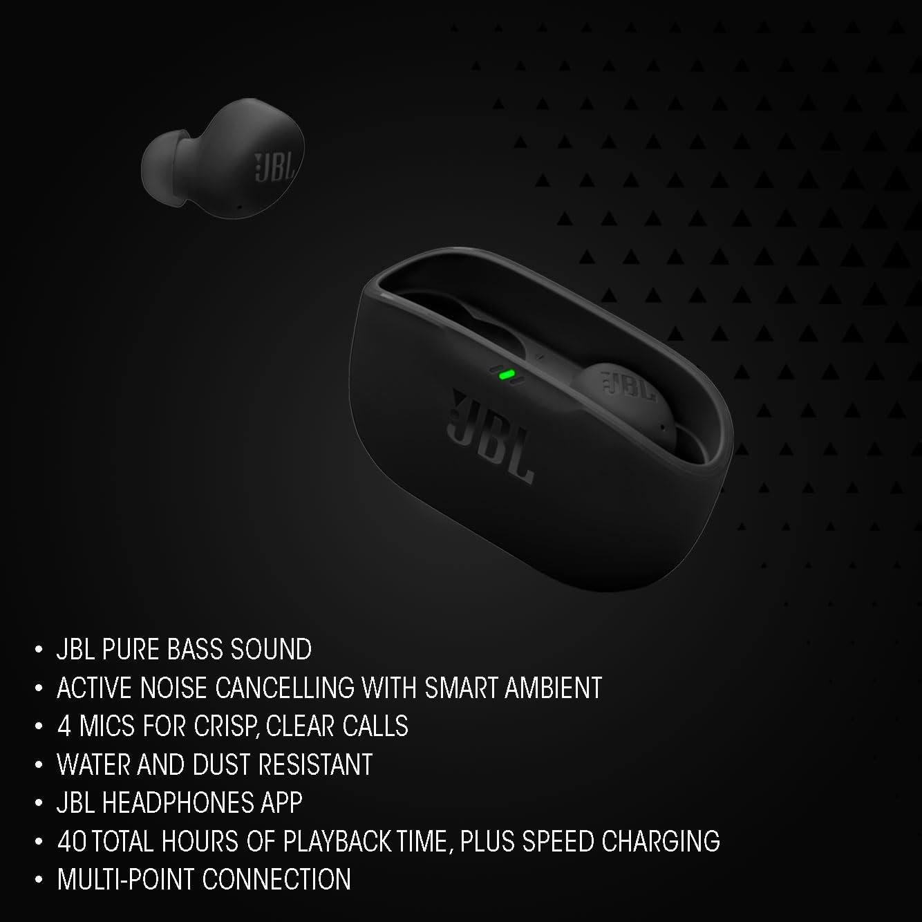 Buy JBL,JBL Wave Buds 2 – Wireless Noise Cancelling Bluetooth Earbuds with 40 Hours Playtime – Black - Gadcet UK | UK | London | Scotland | Wales| Near Me | Cheap | Pay In 3 | In-Ear Headphones
