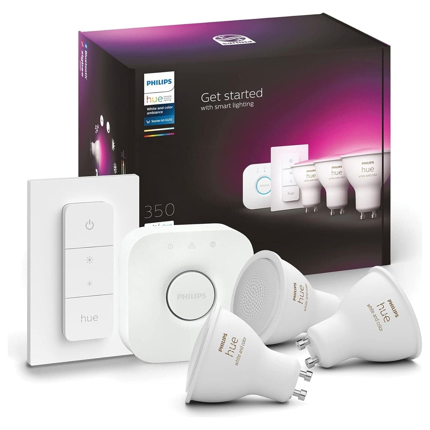 Buy Philips Hue,Philips Hue - Starterkit 3xGU10 & Bridge - White & Color Ambiance - Gadcet UK | UK | London | Scotland | Wales| Ireland | Near Me | Cheap | Pay In 3 | Household Appliances