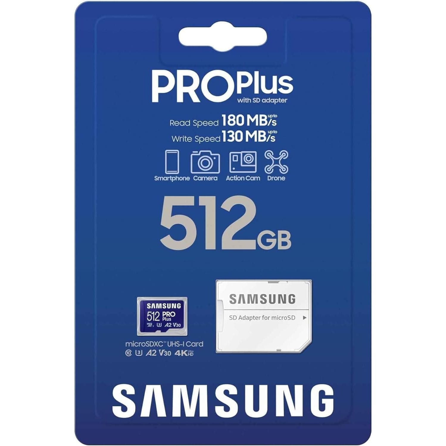 Samsung PRO Plus SD Card, 512 GB, With UHS-I U3 Interface, Full HD & 4K UHD, Read Speed 180 MB/s, Write Speed 130 MB/s, 512GB - 5