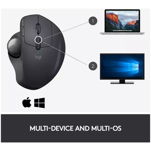 Logitech MX Ergo Wireless Trackball Mouse, Bluetooth Or 2.4GHz with Unifying USB-Receiver, Adjustable Trackball Angle, Precision Scroll-Wheel, USB-C Charging Battery, PC/ Mac/ iPad OS - Black - 10