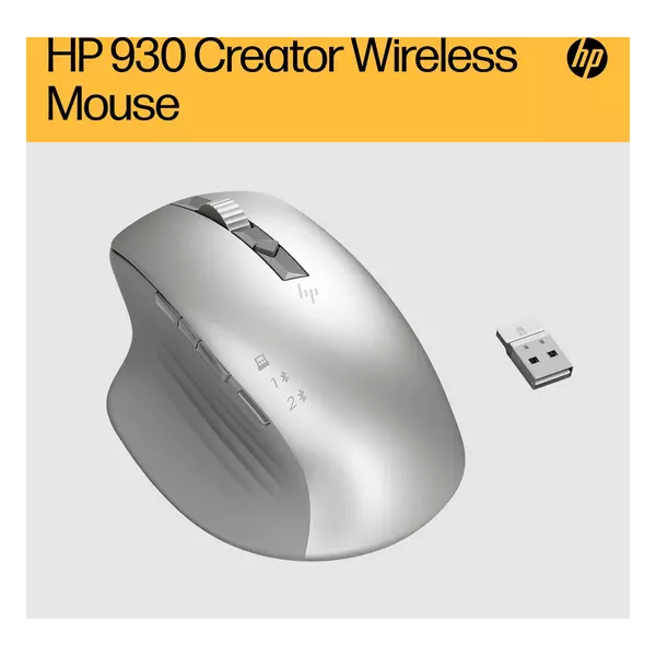 HP 930 Creator Mouse - 7 Programmable buttons, rechargeable, connect up to three devices with wireless or Bluetooth, fast charge, hyper-fast scroll whelver - 4