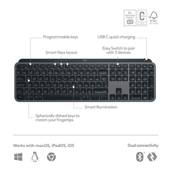 LOGITECH MX Keys S Plus Wireless Keyboard - Black - 4