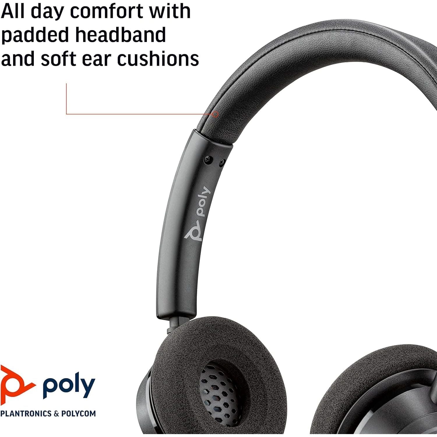 Plantronics – Blackwire 3320 USB-A (Poly) – Wired, Dual-Ear (Stereo) Headset with Boom Mic – USB-A to connect to your PC and/or Mac – Works with Teams, Zoom, & more - 4