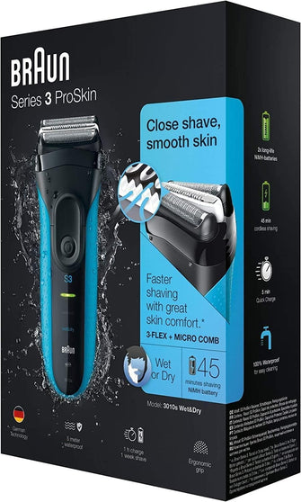 Braun Series 3 ProSkin Electric Shaver, Electric Razor for Men With Precision Head, Cordless, Wet & Dry, Black/Blue Razor - 4