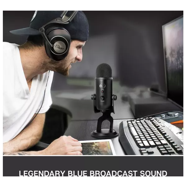 Logitech Blue Yeti USB Microphone for PC, Mac, Gaming, Recording, Streaming, Podcasting, Studio and Computer Condenser Mic with Blue VO!CE effects, 4 Pickup Patterns, Plug and Play – Black - 2