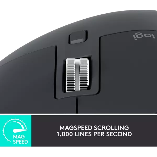 Logitech MX Master 3S - Wireless Performance Mouse with Ultra-Fast Scrolling, Ergonomic, 8K DPI, Glass Tracking, Silent Clicks, USB-C, Bluetooth, Windows, Linux, Chrome - Dark Gray - 4