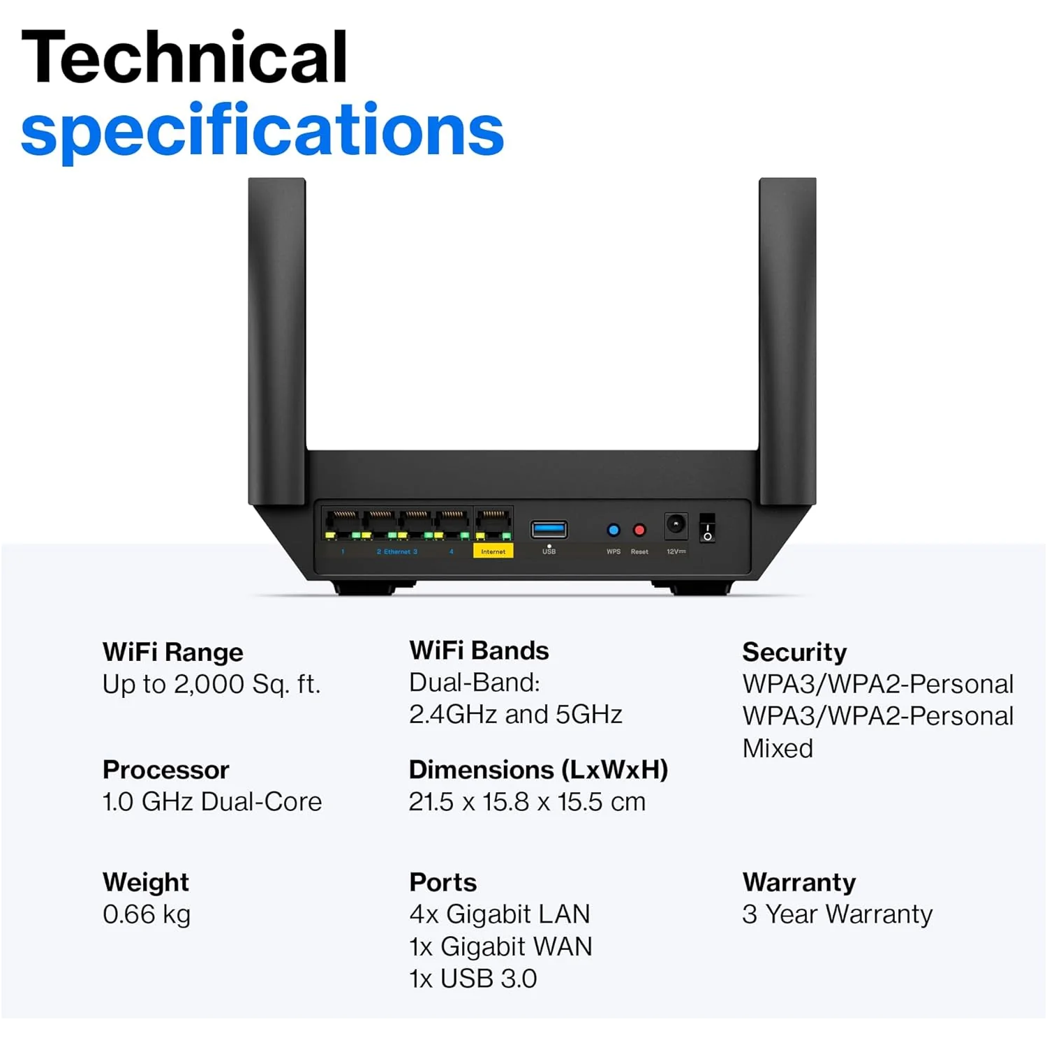 Linksys Hydra 6 Dual Band Mesh WiFi 6 Router (AX3000) - Wireless Gaming Router With Up To 3.0 Gbps Speed - 4