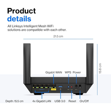 Linksys Hydra 6 Dual Band Mesh WiFi 6 Router (AX3000) - Wireless Gaming Router With Up To 3.0 Gbps Speed - 10
