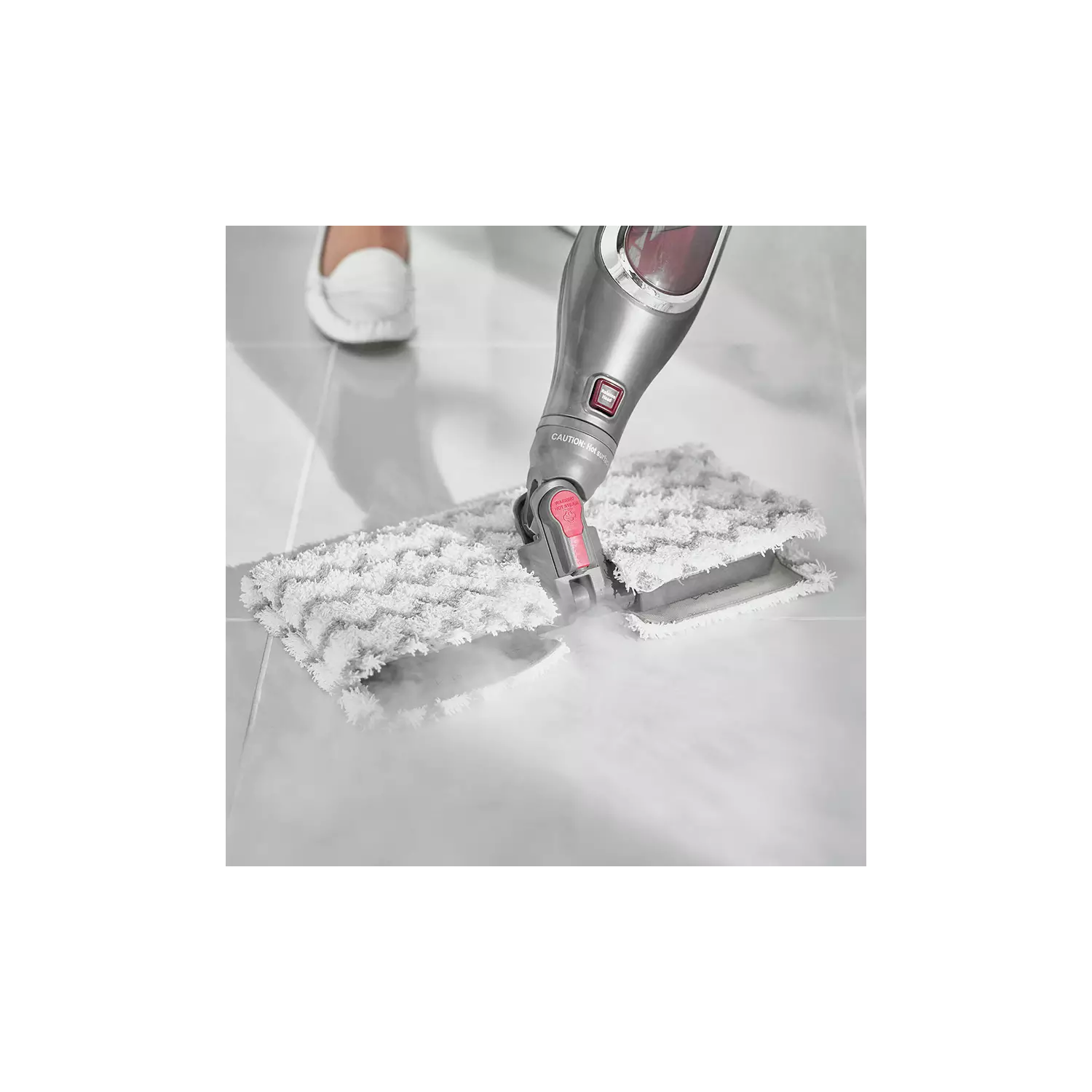 Shark Automatic Klik n' Flip Steam Mop for Hard Floors with Intelligent Steam Control, Steam Blaster, 2 Machine Washable Cleaning Pads & Fill Flask, 350ml, 6m Cord, Grey/Bordeaux S6003UK - 4