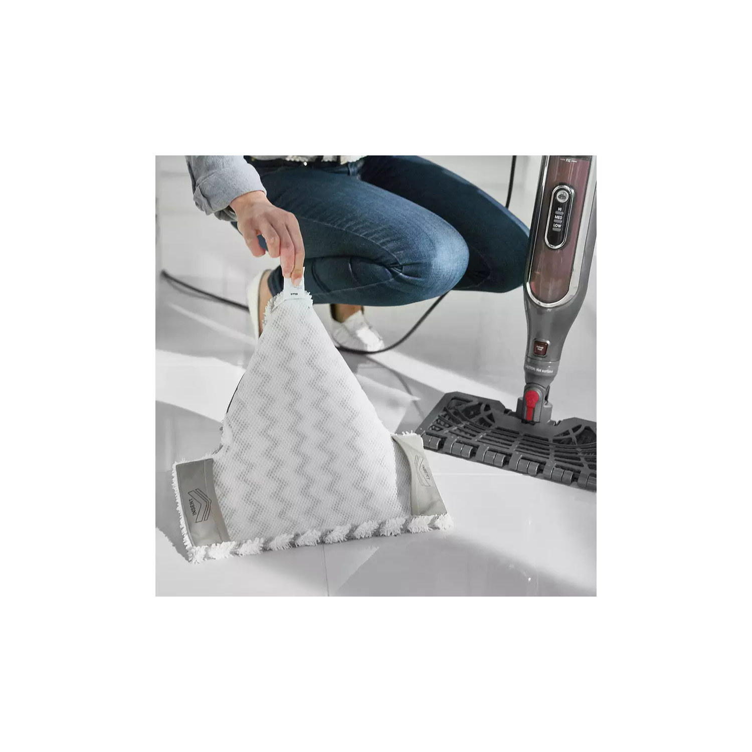 Shark Automatic Klik n' Flip Steam Mop for Hard Floors with Intelligent Steam Control, Steam Blaster, 2 Machine Washable Cleaning Pads & Fill Flask, 350ml, 6m Cord, Grey/Bordeaux S6003UK - 2