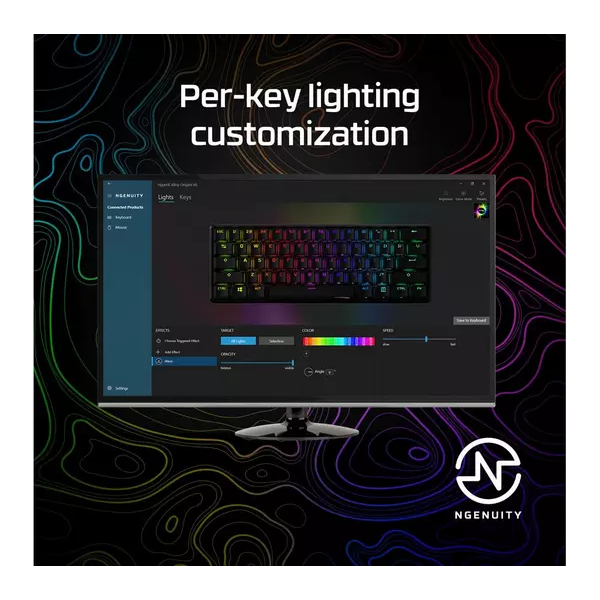 HyperX Alloy Origins 60 – Mechanical Gaming Keyboard, HyperX Red Switch (Linear), RGB LED Backlit,Side Printed Secondary Functions, NGENUITY Software Compatible, Black(US Layout) - 8