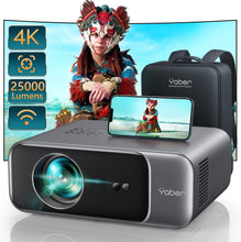 YABER PRO V9 Projector 4K, 25000 Lumens FHD 1080P Portable Projector, WiFi6 Bluetooth 5.2 Projector, Smart Projector, Home Cinema Projector for Smartphone/TV Stick/PPT - 1