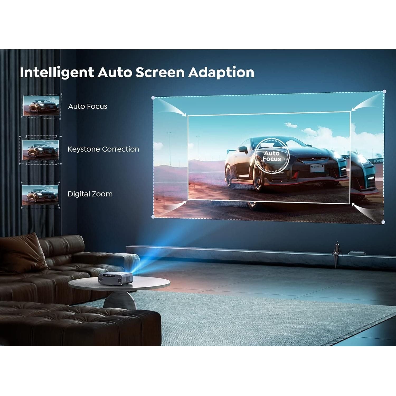 YABER PRO V9 Projector 4K, 25000 Lumens FHD 1080P Portable Projector, WiFi6 Bluetooth 5.2 Projector, Smart Projector, Home Cinema Projector for Smartphone/TV Stick/PPT - 2