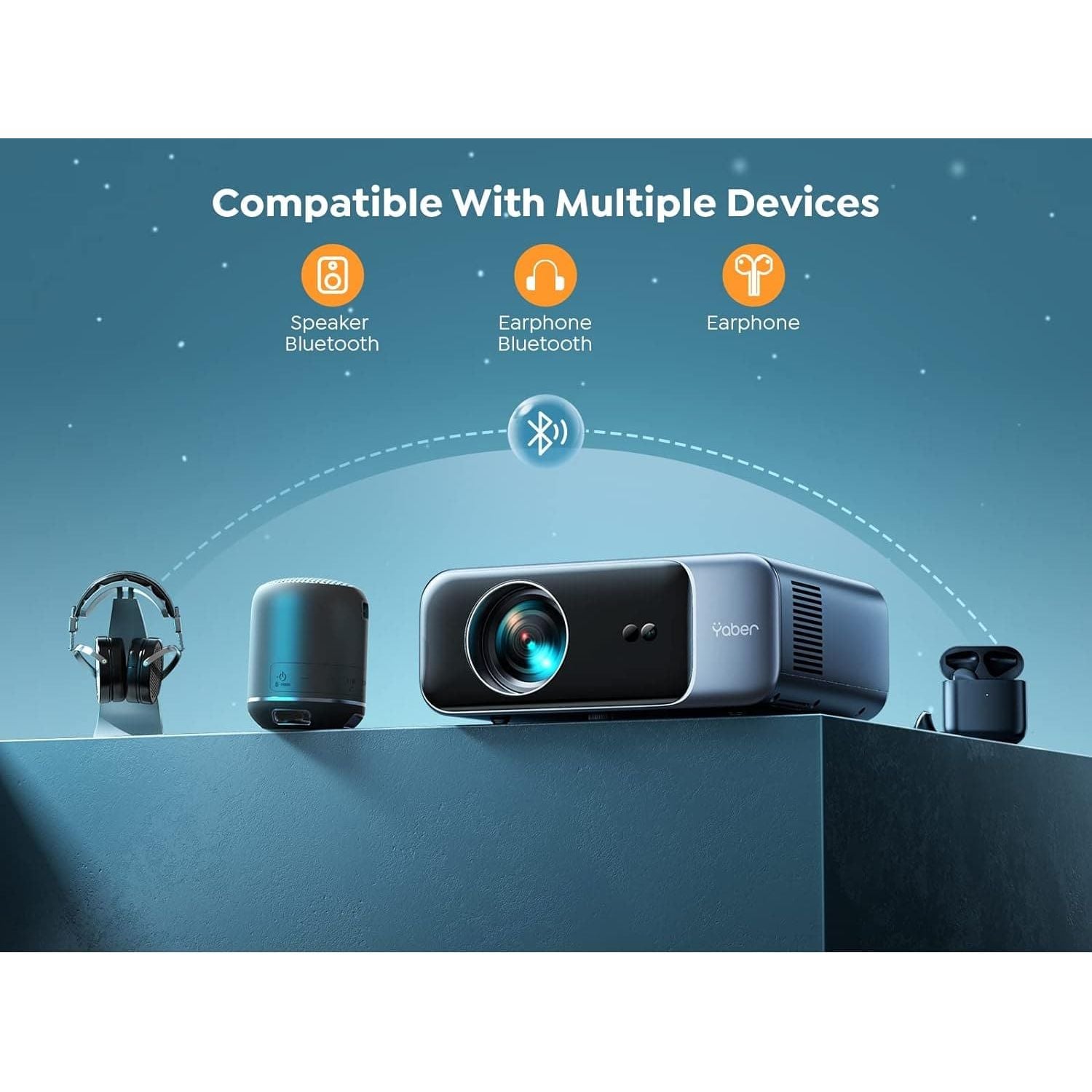 YABER PRO V9 Projector 4K, 25000 Lumens FHD 1080P Portable Projector, WiFi6 Bluetooth 5.2 Projector, Smart Projector, Home Cinema Projector for Smartphone/TV Stick/PPT - 5